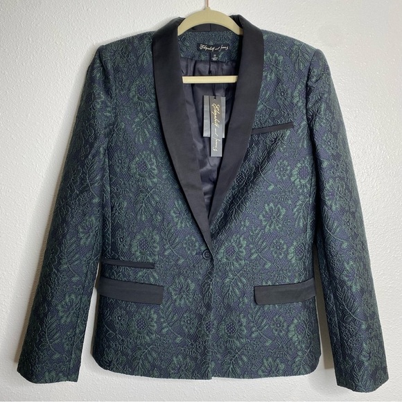NWT Elizabeth and James Blazer Jacket New Dixie Dark Emerald Green Black Size 10 - Picture 4 of 7